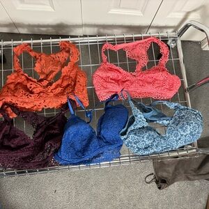 Aerie Lace Bralette Set of 6- Pink, Orange, Blue, Burgundy